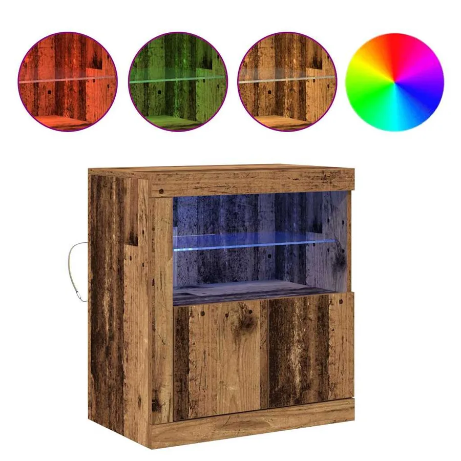 Buffet LED Marron 60,5 x 37 x 67 cm Bois d'ingénierie - 4
