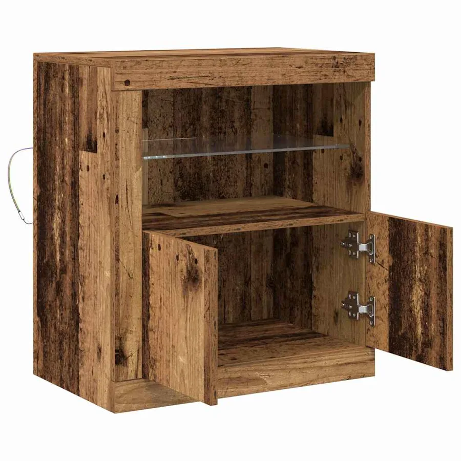 Buffet LED Marron 60,5 x 37 x 67 cm Bois d'ingénierie - 7