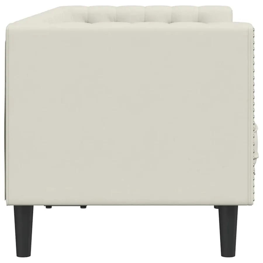 Canapé Chesterfield avec traversins 2 places crème velours - 5
