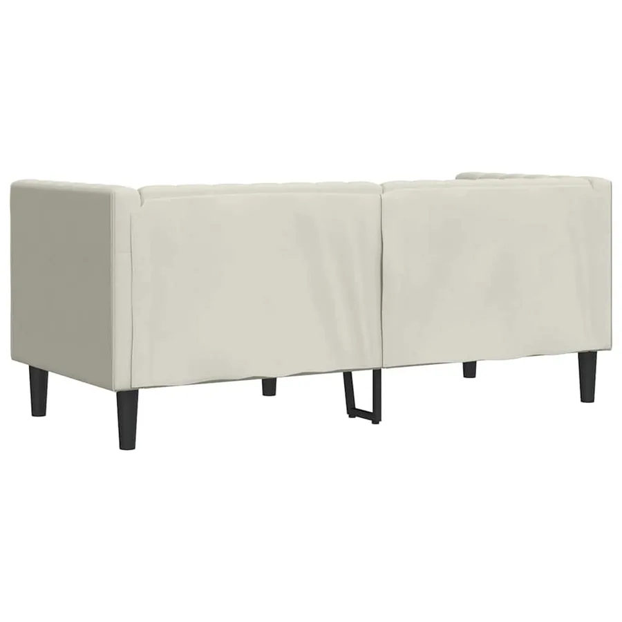 Canapé Chesterfield avec traversins 2 places crème velours - 6