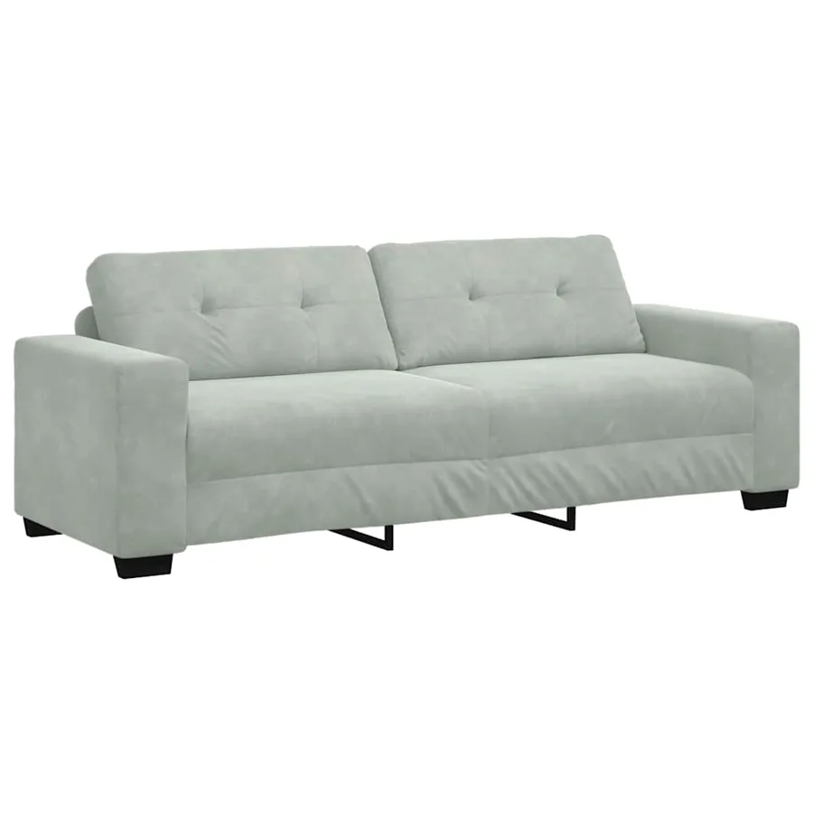 Canapé 3 places gris clair 220 x 78 x 80 cm velours - 2