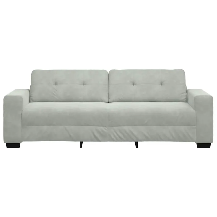 Canapé 3 places gris clair 220 x 78 x 80 cm velours - 4