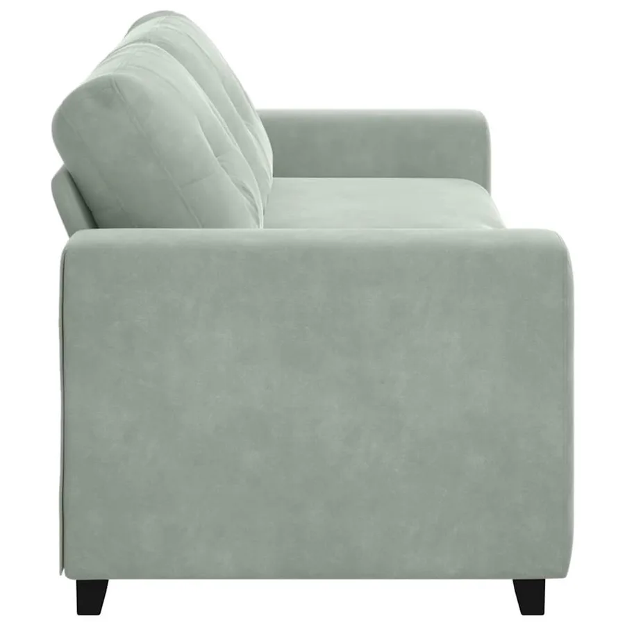 Canapé 3 places gris clair 220 x 78 x 80 cm velours - 5