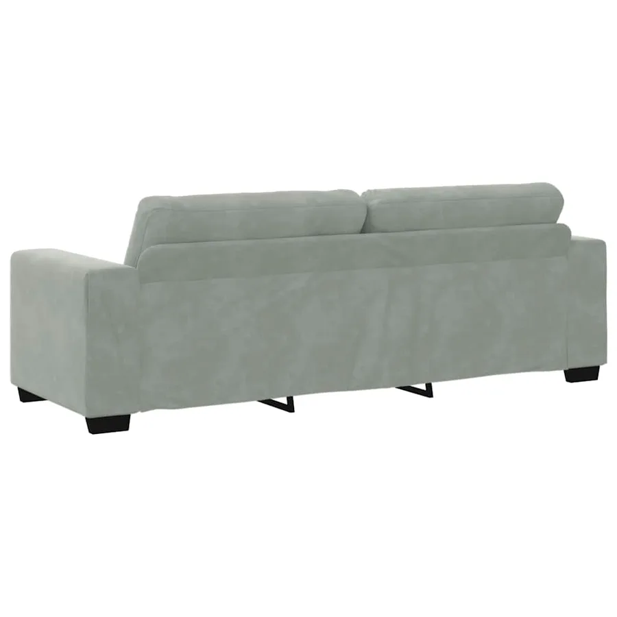 Canapé 3 places gris clair 220 x 78 x 80 cm velours - 6