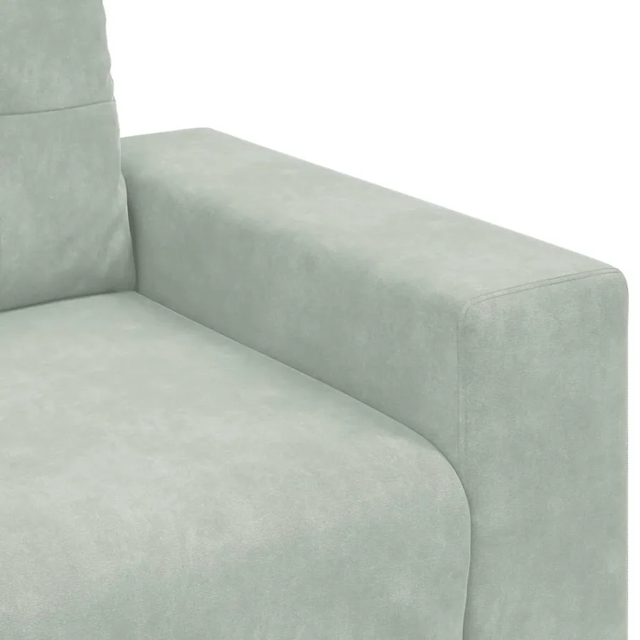 Canapé 3 places gris clair 220 x 78 x 80 cm velours - 7