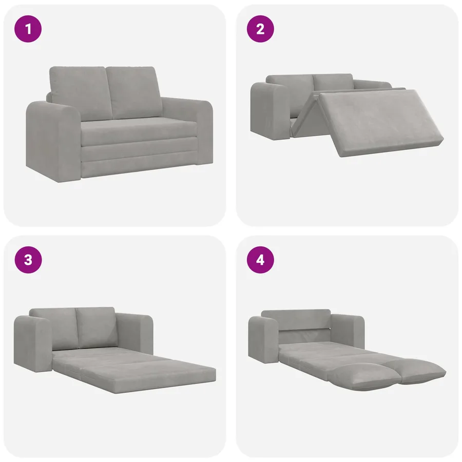 Canapé-Lit Gris clair 148 x 71 x 83 cm Velours - 10