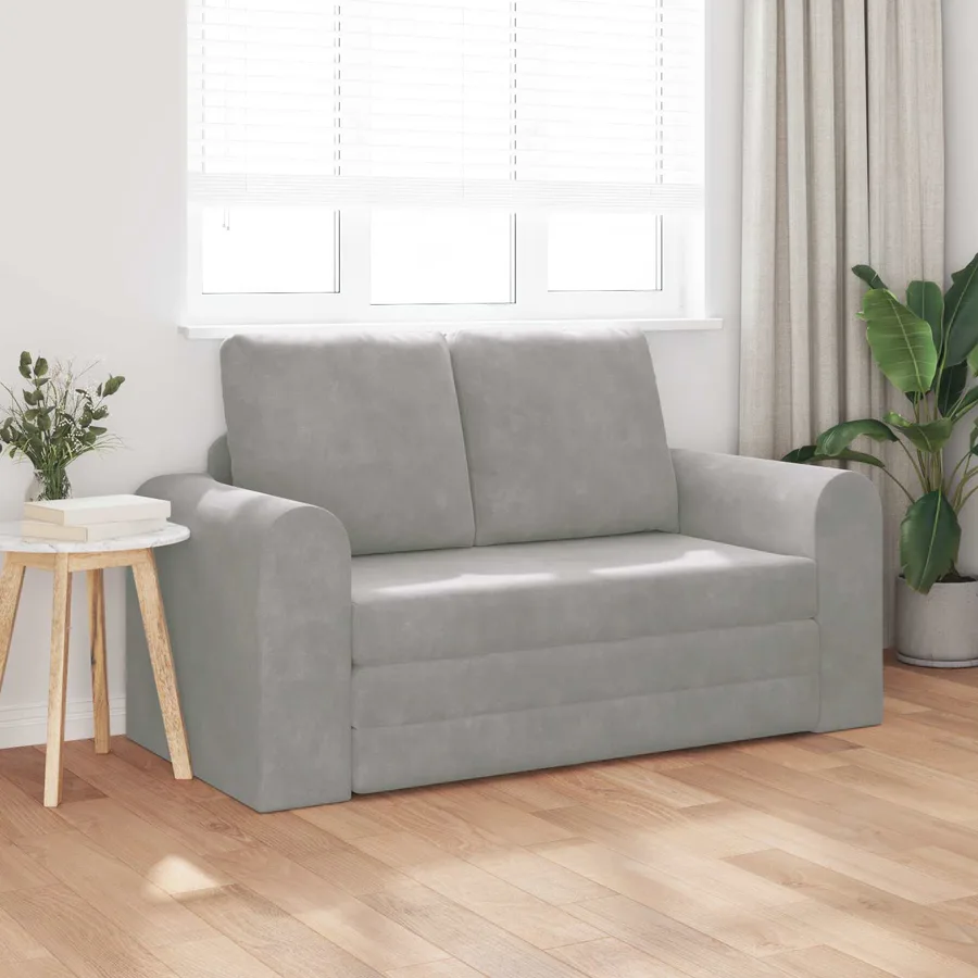 Canapé-Lit Gris clair 148 x 71 x 83 cm Velours - 3
