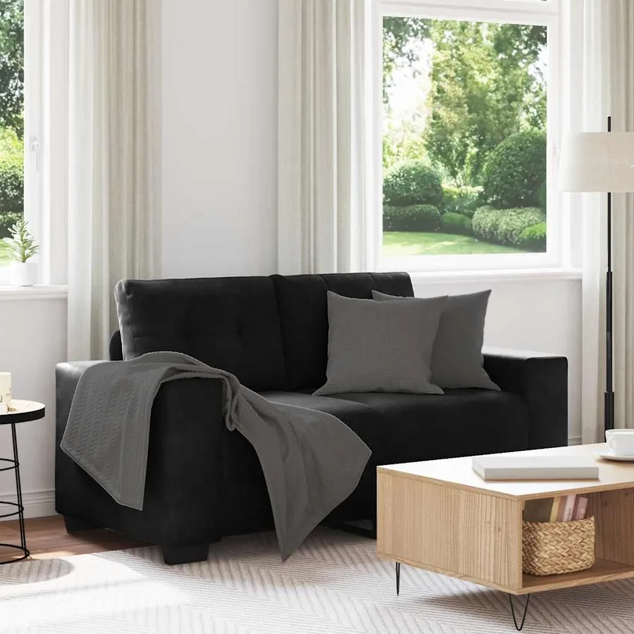 Canapé causeuse noir 160x77x82 cm velours