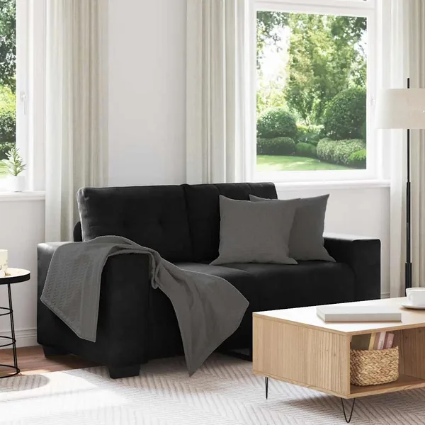 Canapé causeuse noir 160x77x82 cm velours