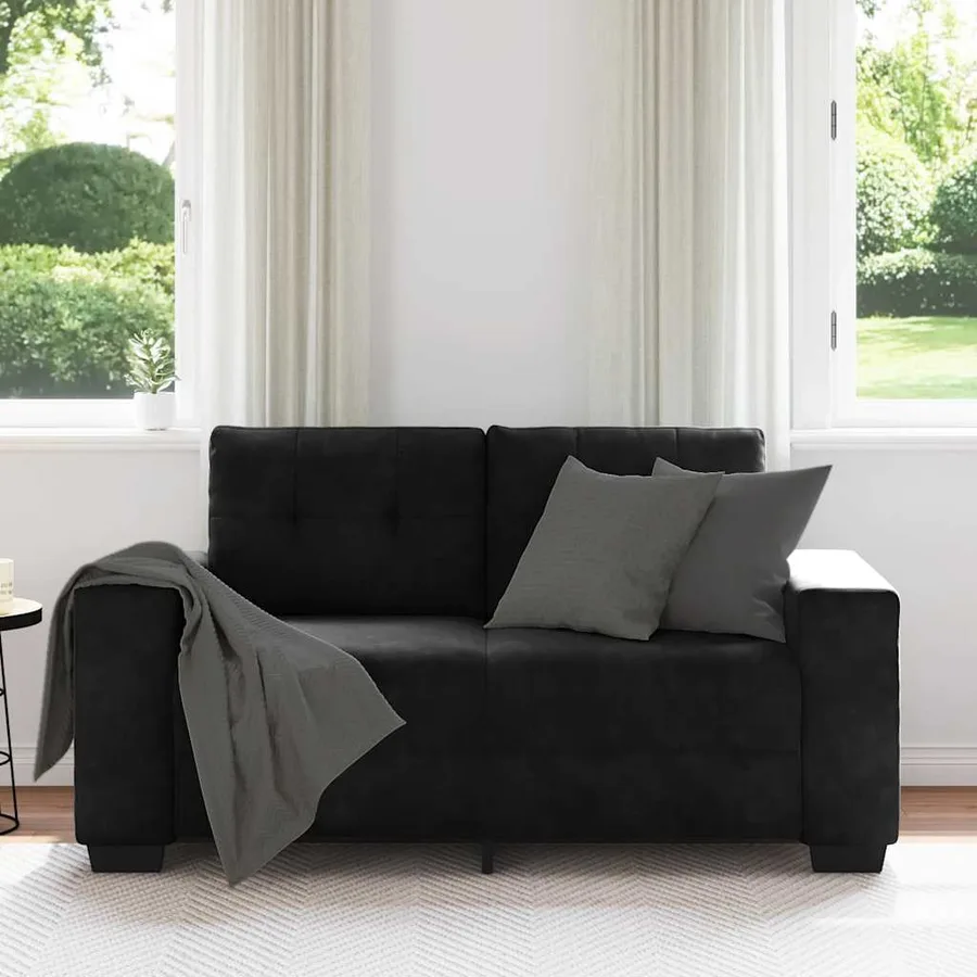 Canapé causeuse noir 160x77x82 cm velours - 3
