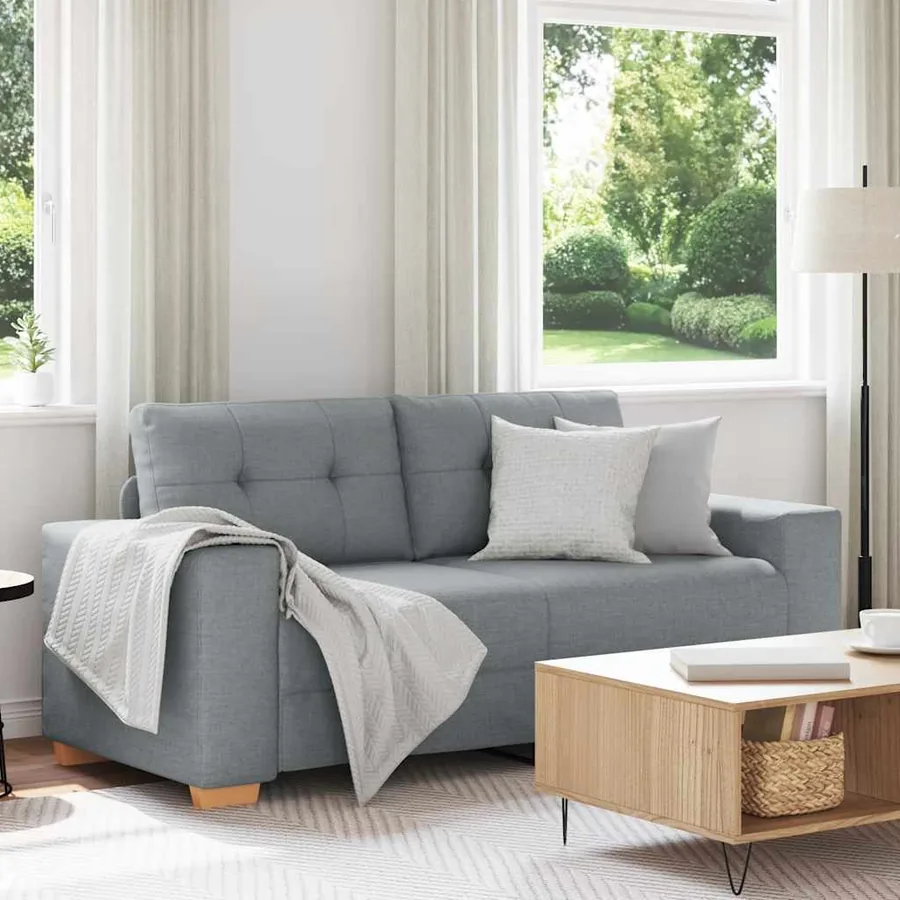 Canapé deux places gris clair 180 x 77 x 82 cm en tissu