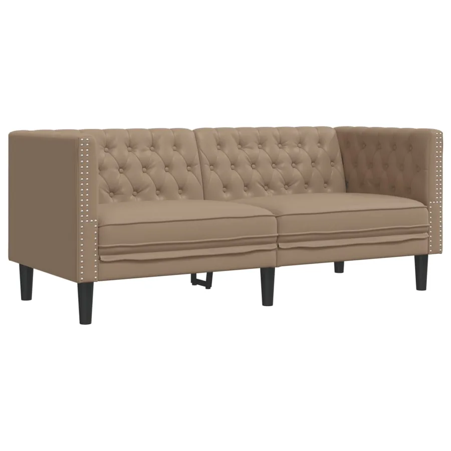 Ensemble de canapé Chesterfield 3 pcs cappuccino similicuir - 5