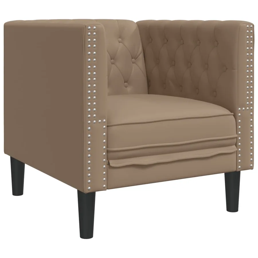 Ensemble de canapé Chesterfield 3 pcs cappuccino similicuir - 6