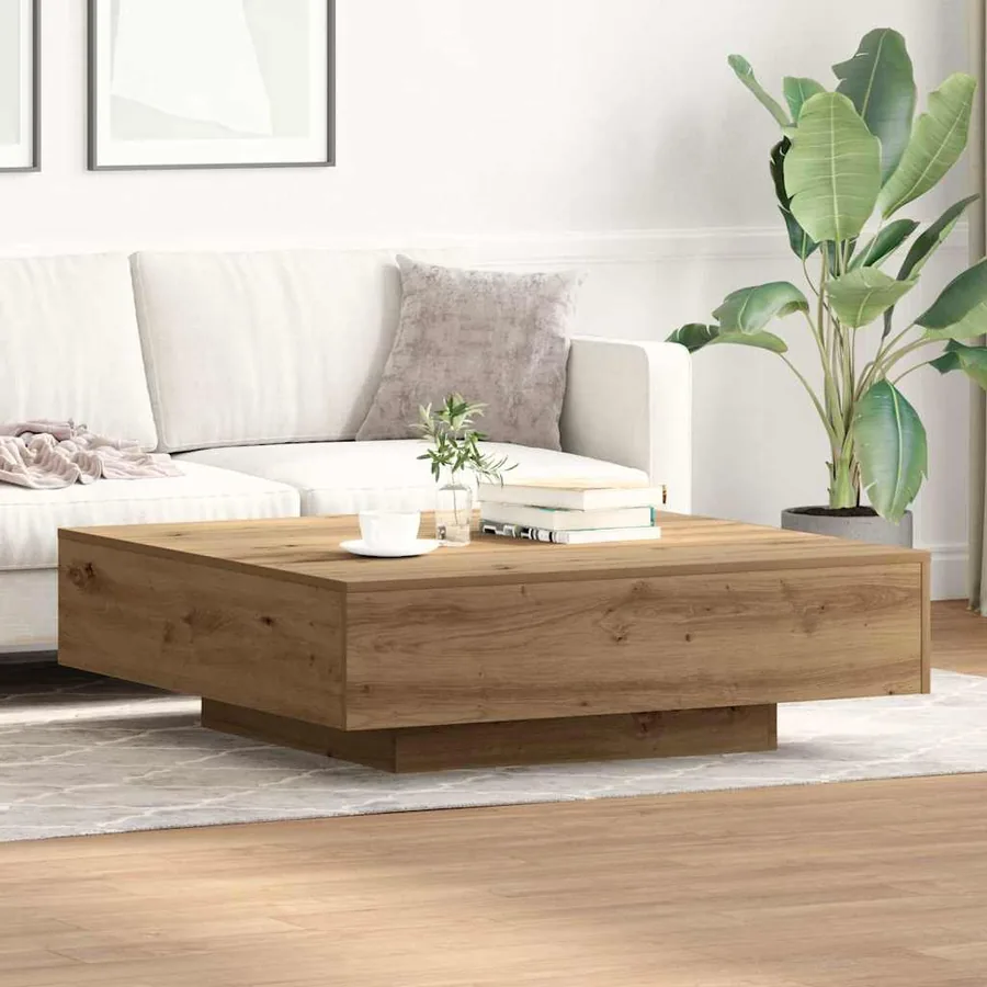 Table basse Chêne artisanal 100 x 100 x 31 cm