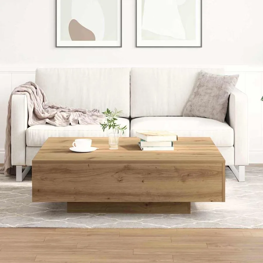 Table basse Chêne artisanal 100 x 100 x 31 cm - 4