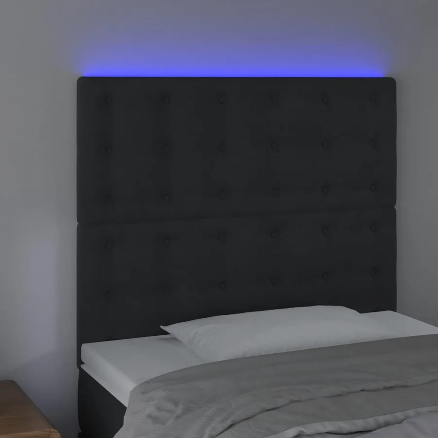Tête de lit à LED Noir 100x5x118/128 cm Velours - 3