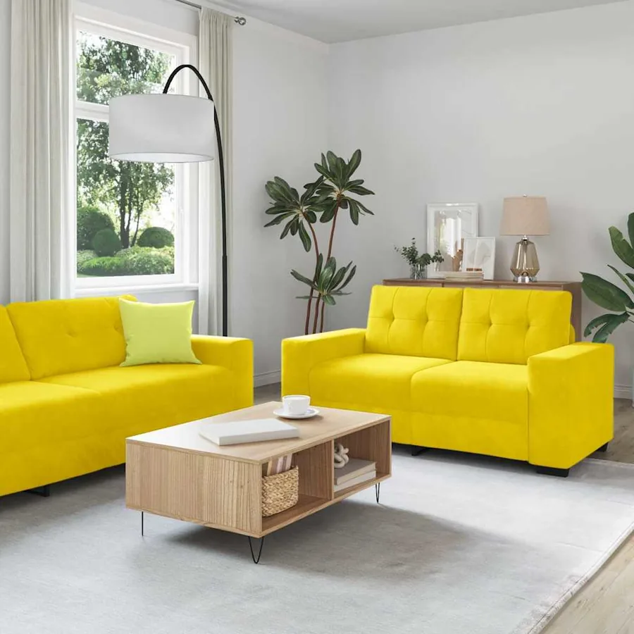 Ensemble de Canapés 3 pcs Jaune 221 x 80 x 80 cm Velours