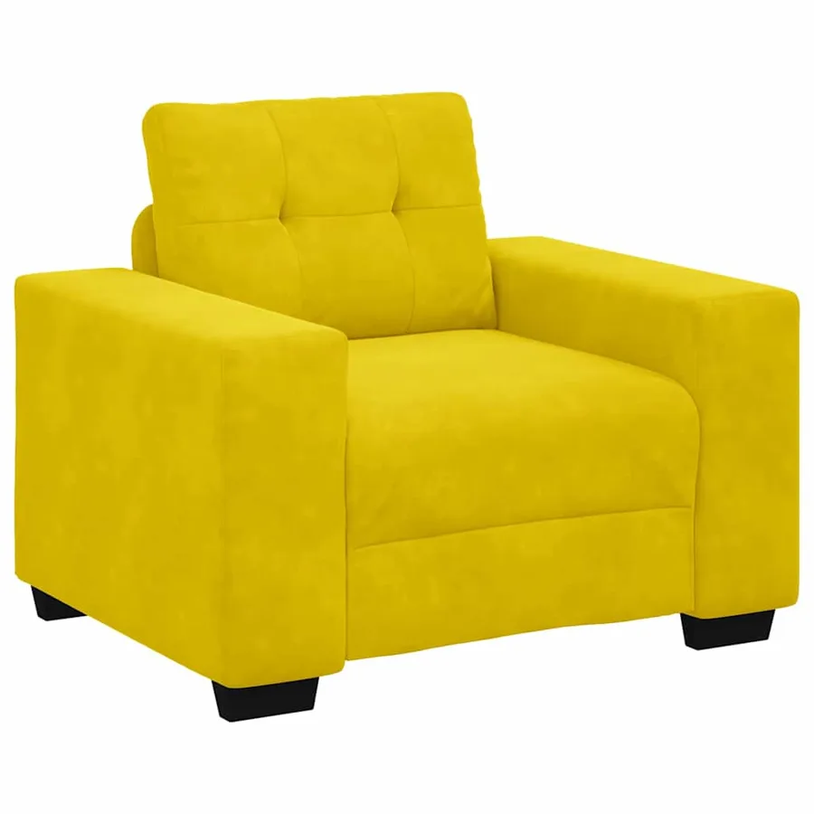 Ensemble de Canapés 3 pcs Jaune 221 x 80 x 80 cm Velours - 4