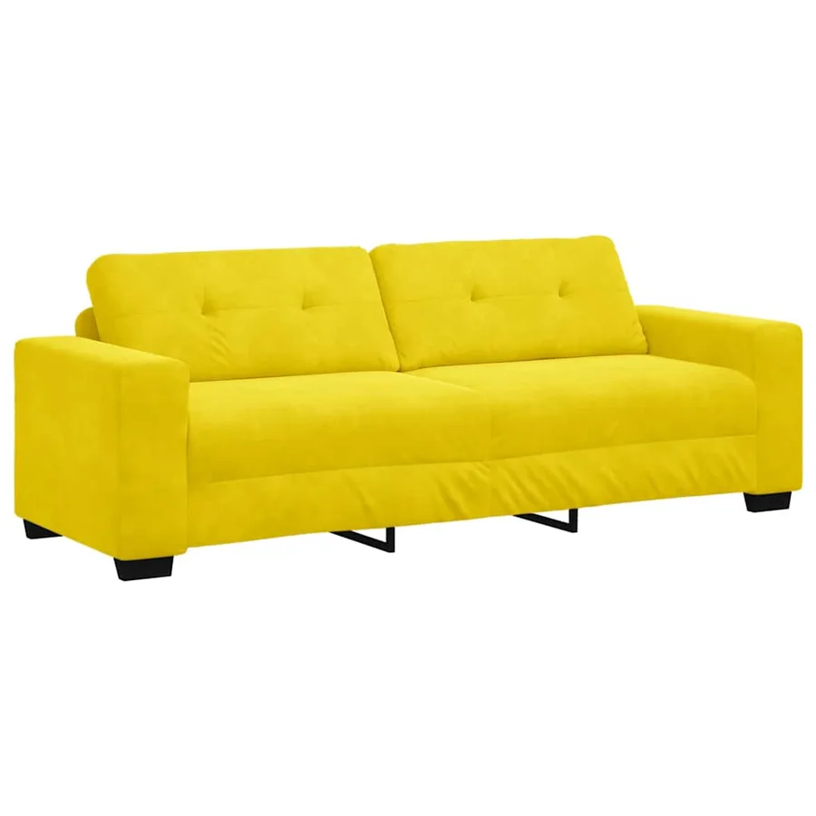 Ensemble de Canapés 3 pcs Jaune 221 x 80 x 80 cm Velours - 6