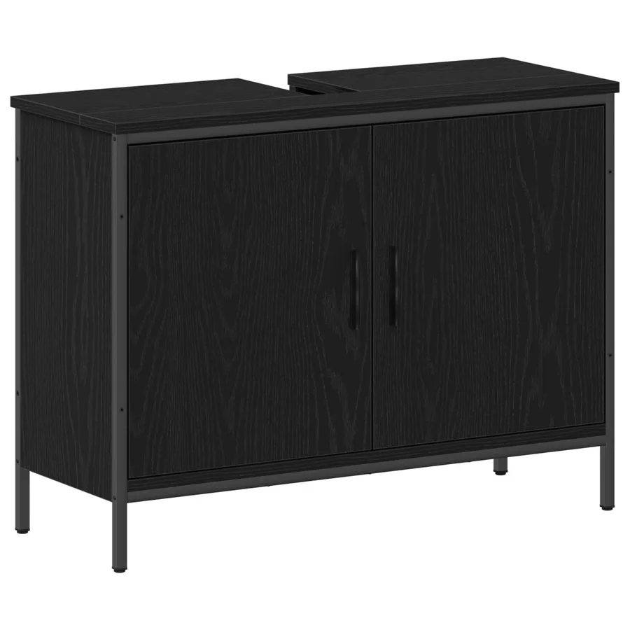 Ensemble de mobilier de salle de bain avec étagère 4 pcs Noir - 7