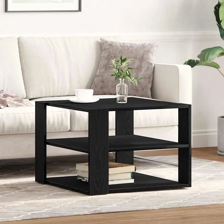 Table basse Chêne Noir 58 x 58 x 40 cm Bois d’ingénierie - 4