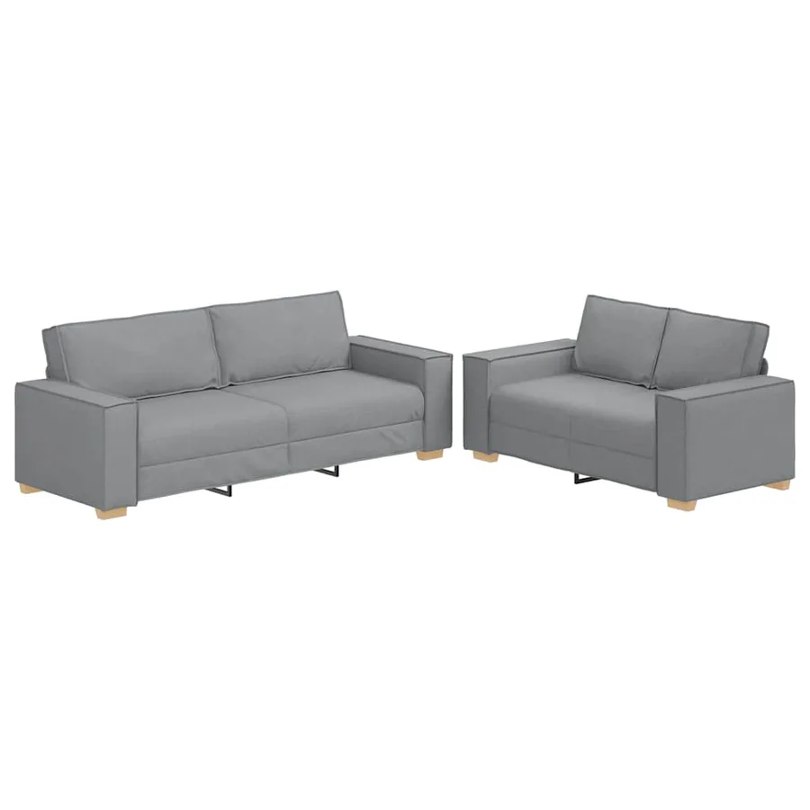 Ensemble de canapé 2 pcs avec coussins en tissu gris clair - 2