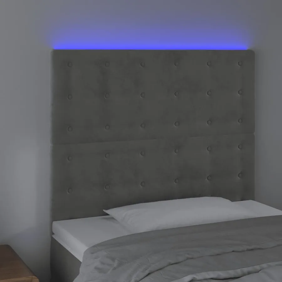 Tête de lit à LED Gris clair 100x5x118/128 cm Velours - 3