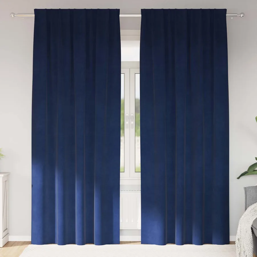 Rideaux occultants 2 pcs Bleu foncé 140 x 225 cm Velours