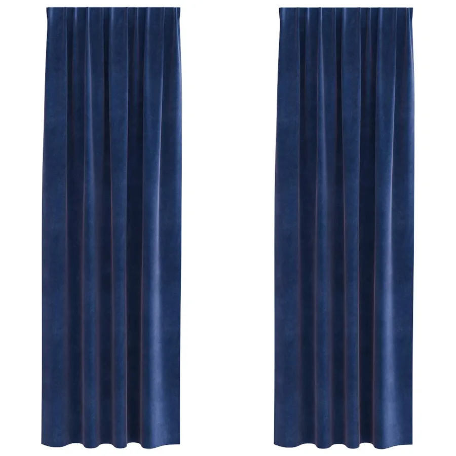 Rideaux occultants 2 pcs Bleu foncé 140 x 225 cm Velours - 2