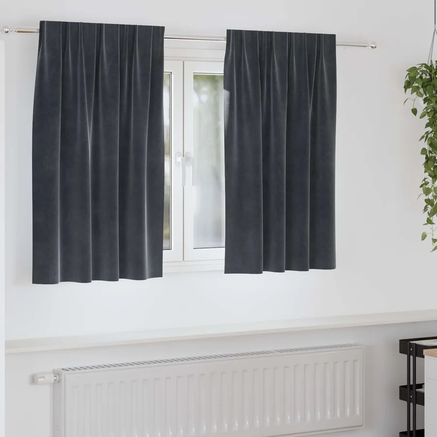Rideaux occultants 2 pcs Gris foncé 140 x 140 cm Velours