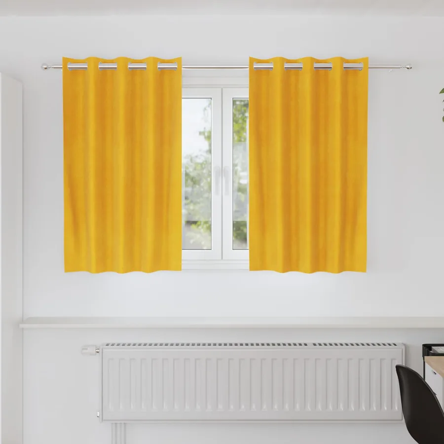 Rideaux occultants 2 pcs Jaune moutarde 140 x 140 cm Velours