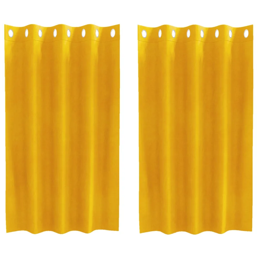 Rideaux occultants 2 pcs Jaune moutarde 140 x 140 cm Velours - 2