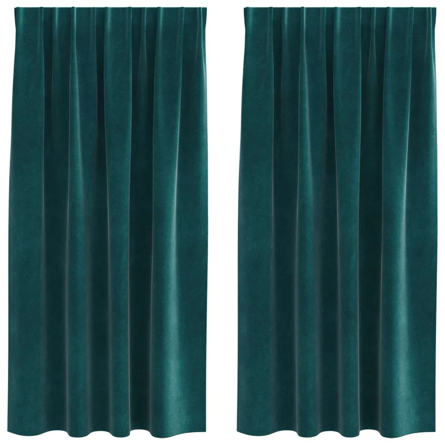 Rideaux occultants 2 pcs Vert foncé 140 x 175 cm Velours - 2