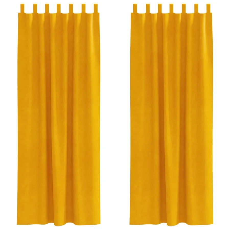 Rideaux occultants 2 pcs Jaune moutarde 140 x 260 cm Velours - 2