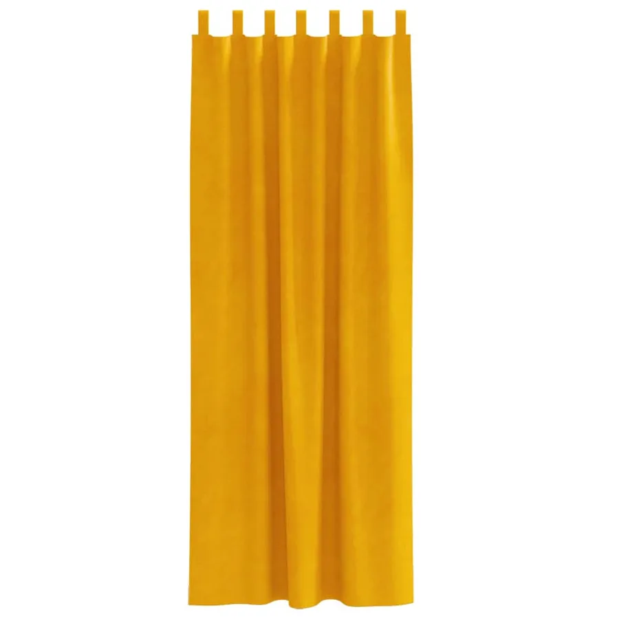 Rideaux occultants 2 pcs Jaune moutarde 140 x 260 cm Velours - 4