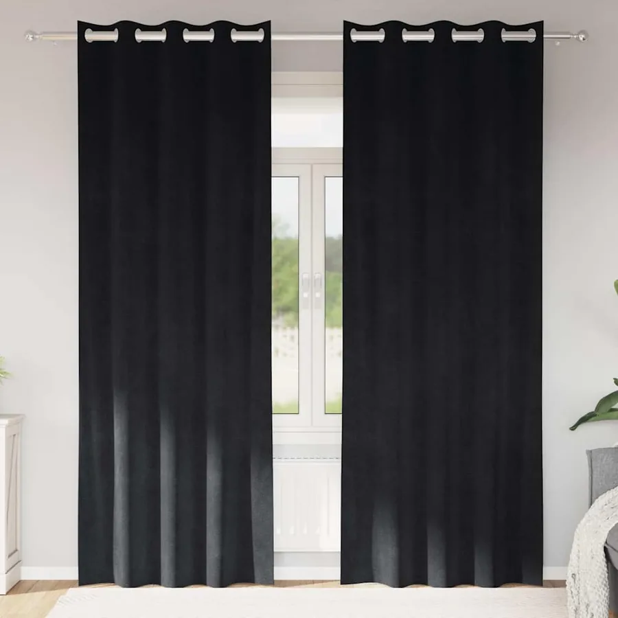 Rideaux occultants 2 pcs Noir 140 x 260 cm Velours