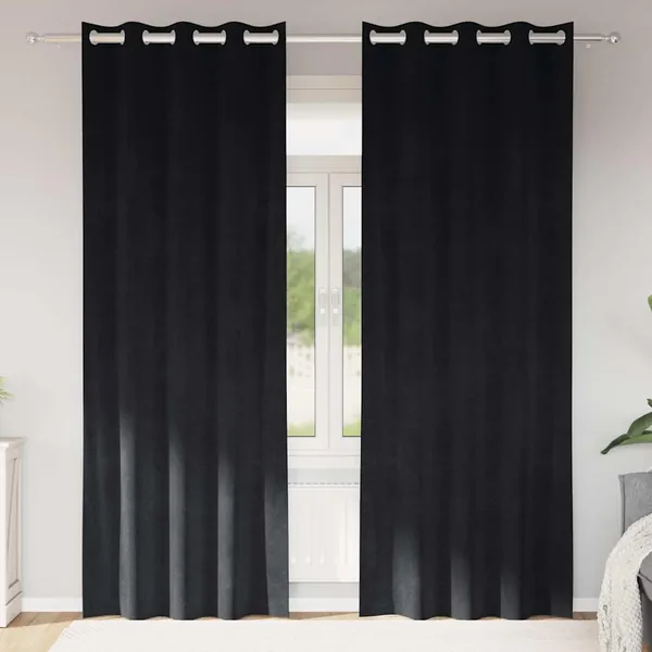Rideaux occultants 2 pcs Noir 140 x 260 cm Velours