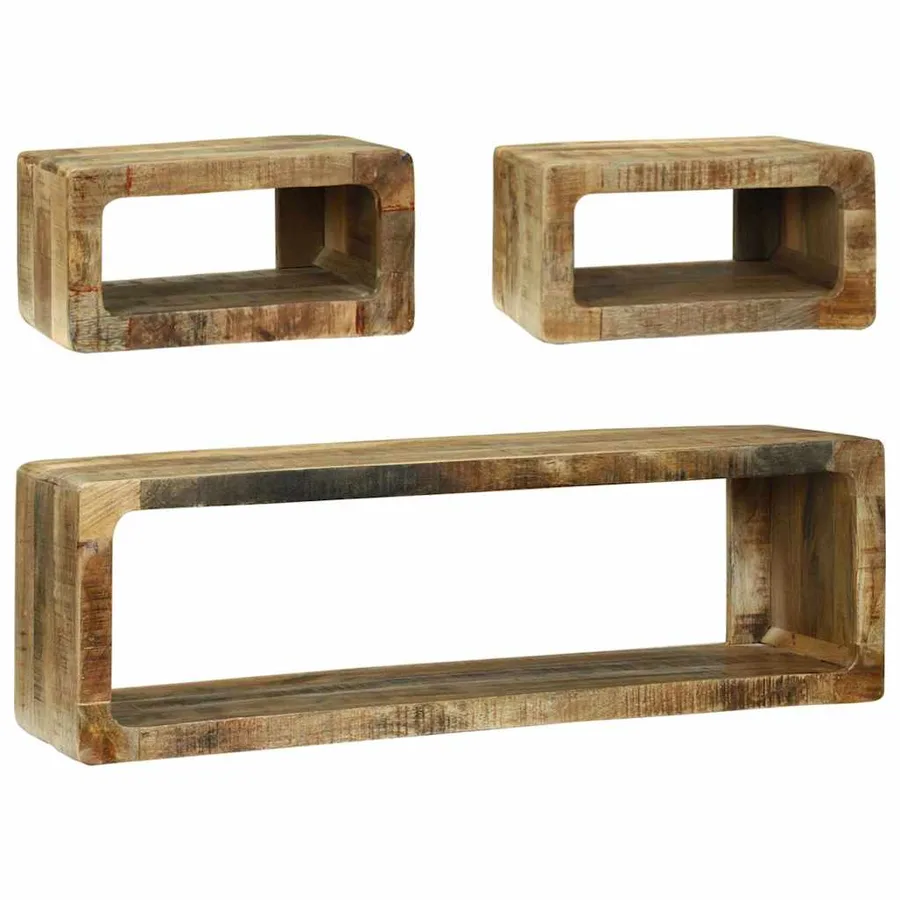 Ensemble meuble TV 3 pcs Marron Bois de manguier massif - 4