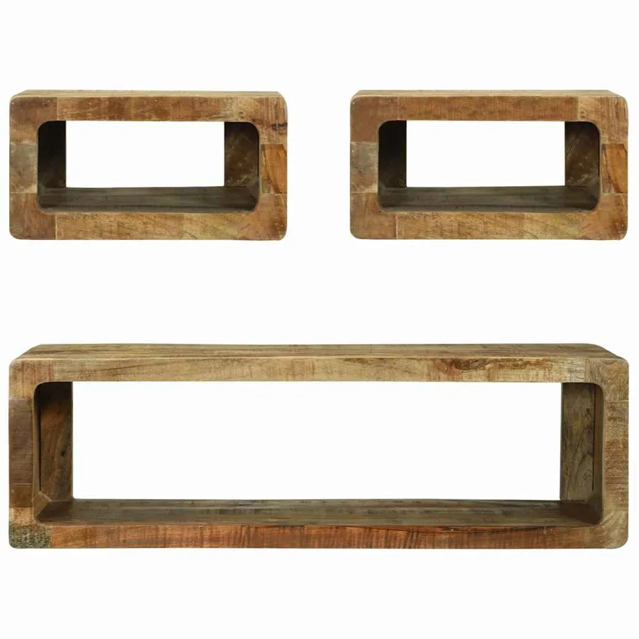 Ensemble meuble TV 3 pcs Marron Bois de manguier massif - 5