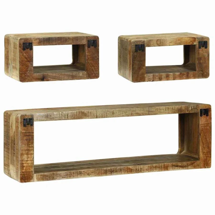 Ensemble meuble TV 3 pcs Marron Bois de manguier massif - 6