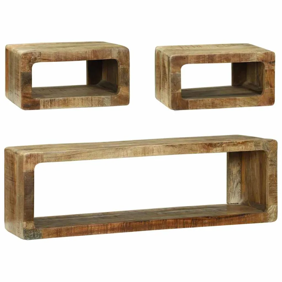 Ensemble meuble TV 3 pcs Marron Bois de manguier massif - 7