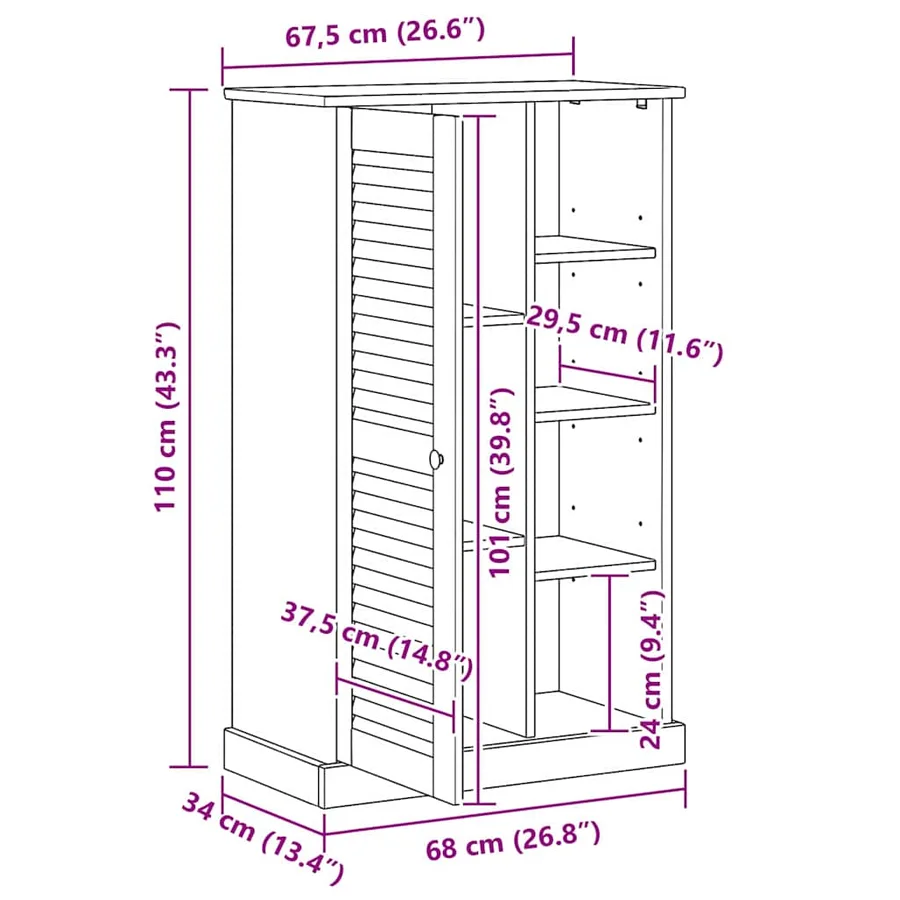 Armoire de salle de bain avec porte VIGO Marron et Marron Miel - 12