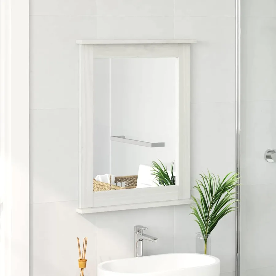 Miroir VIGO Blanc antique 55,5 x 5 x 70 cm Bois de pin massif - 3