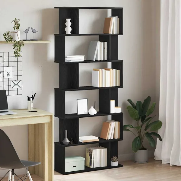 Bibliothèque en chêne noir 80 x 24 x 190,5 cm bois d'ingénierie