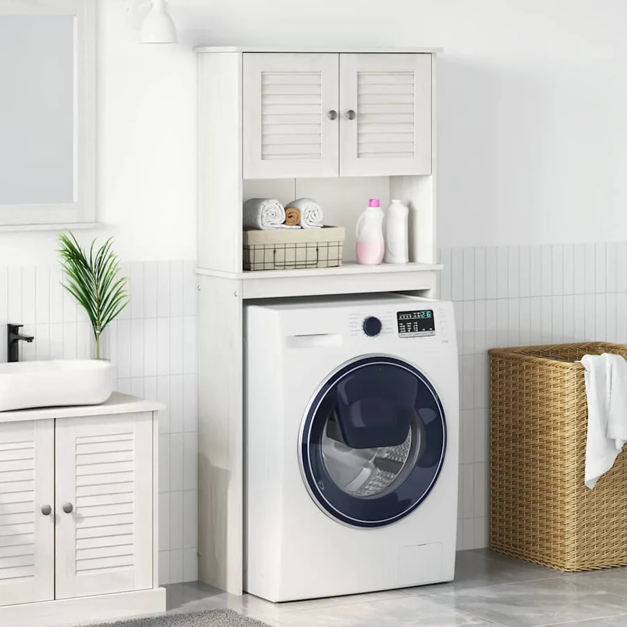 Cabinet pour lave-linge avec porte VIGO Blanc et Blanc Antique