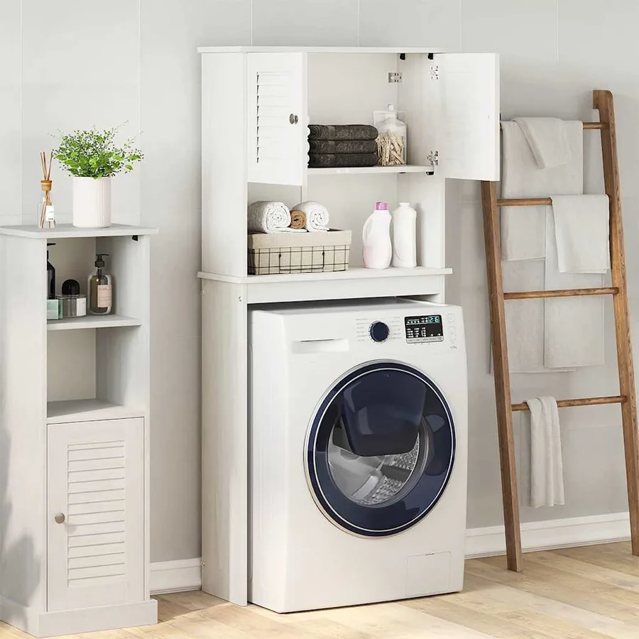 Cabinet pour lave-linge avec porte VIGO Blanc et Blanc Antique - 4