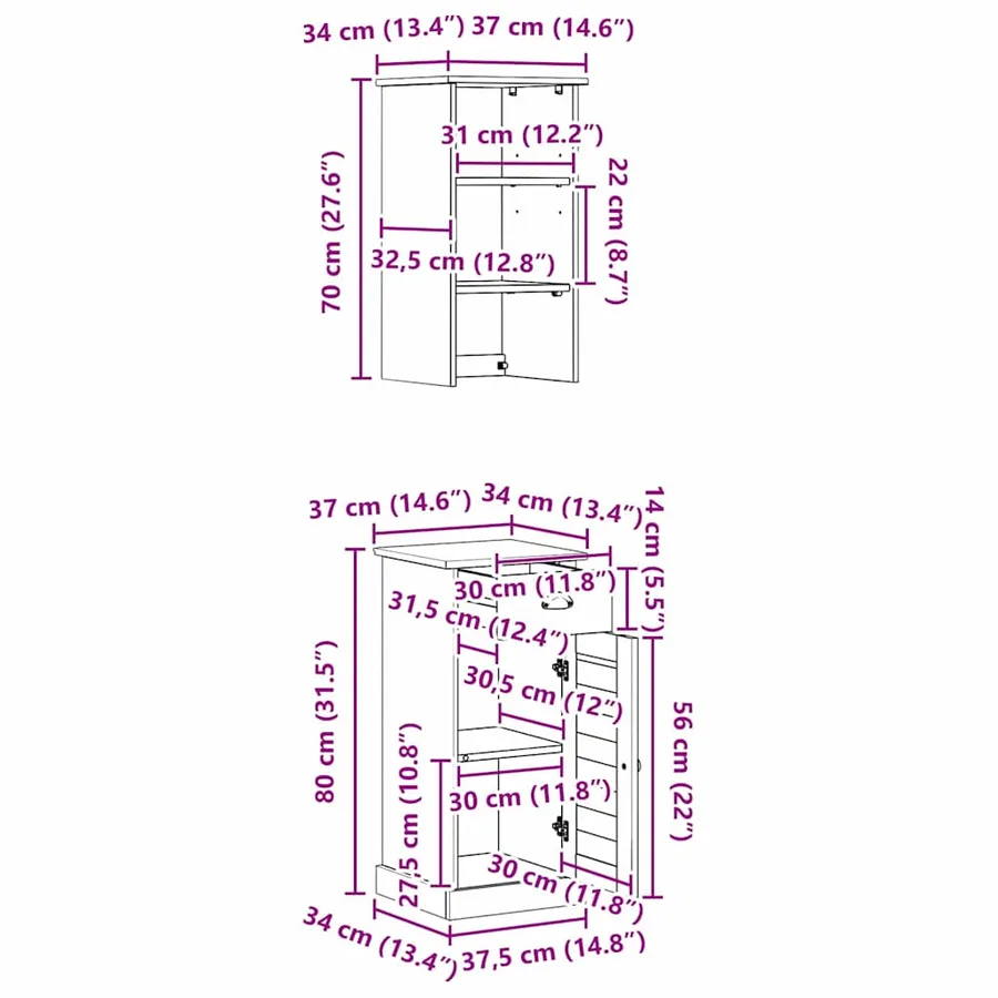 Ensemble de mobilier de salle de bain avec tiroir VIGO 2 pcs - 11