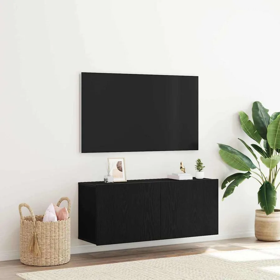 Ensemble meuble TV 100 x 30 x 41 cm Chêne noir