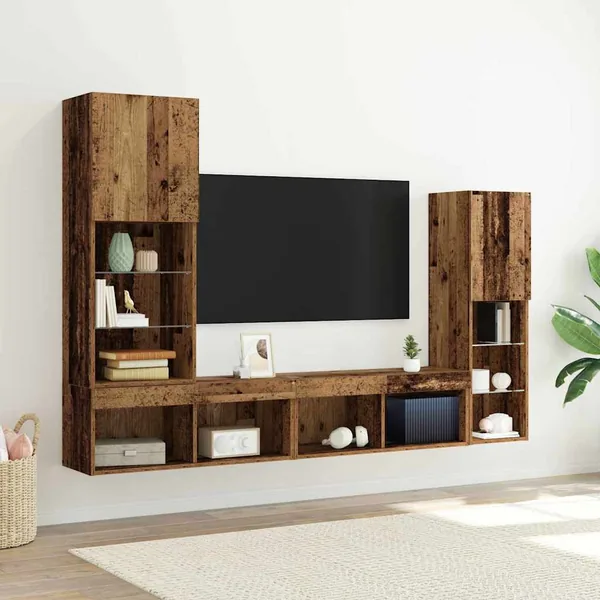 Meuble TV 4 pcs Bois ancien Bois d'ingénierie