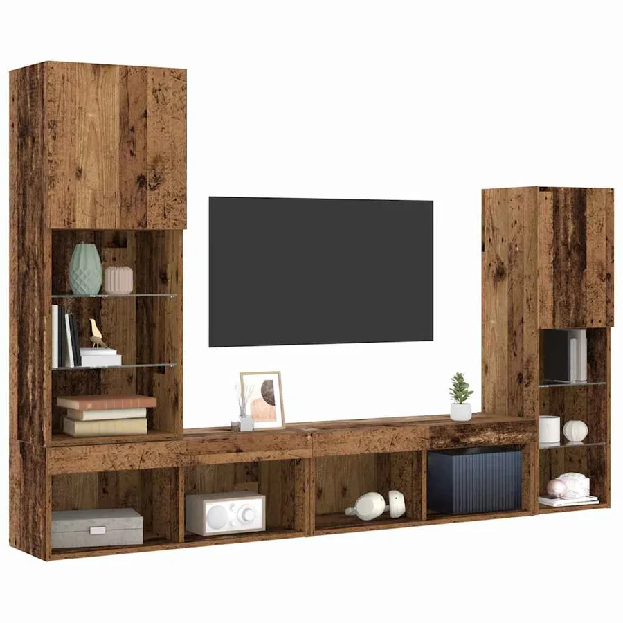 Meuble TV 4 pcs Bois ancien Bois d'ingénierie - 3